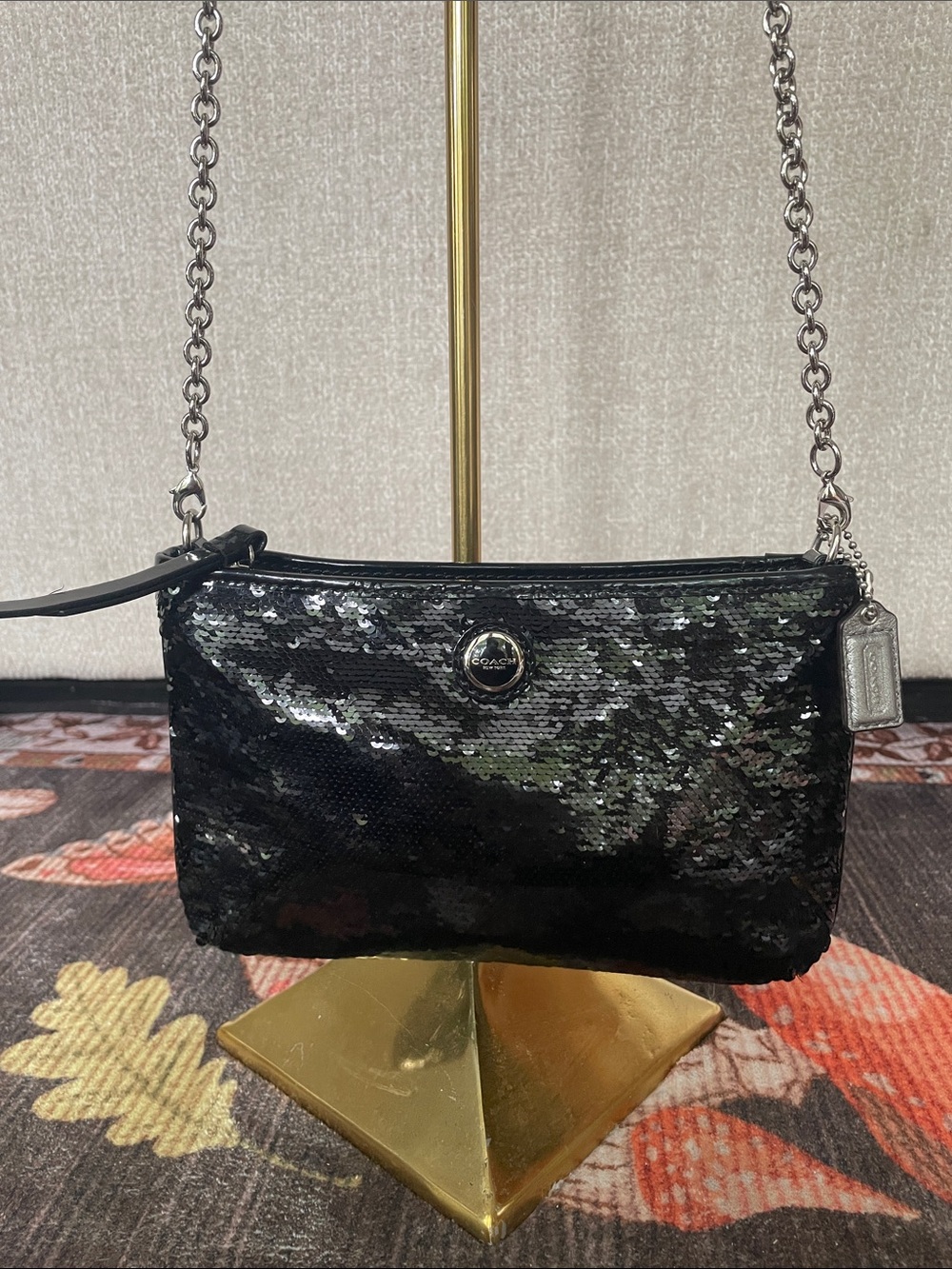 Coach Black Sequined Crossbody Bag Shoulder Bag